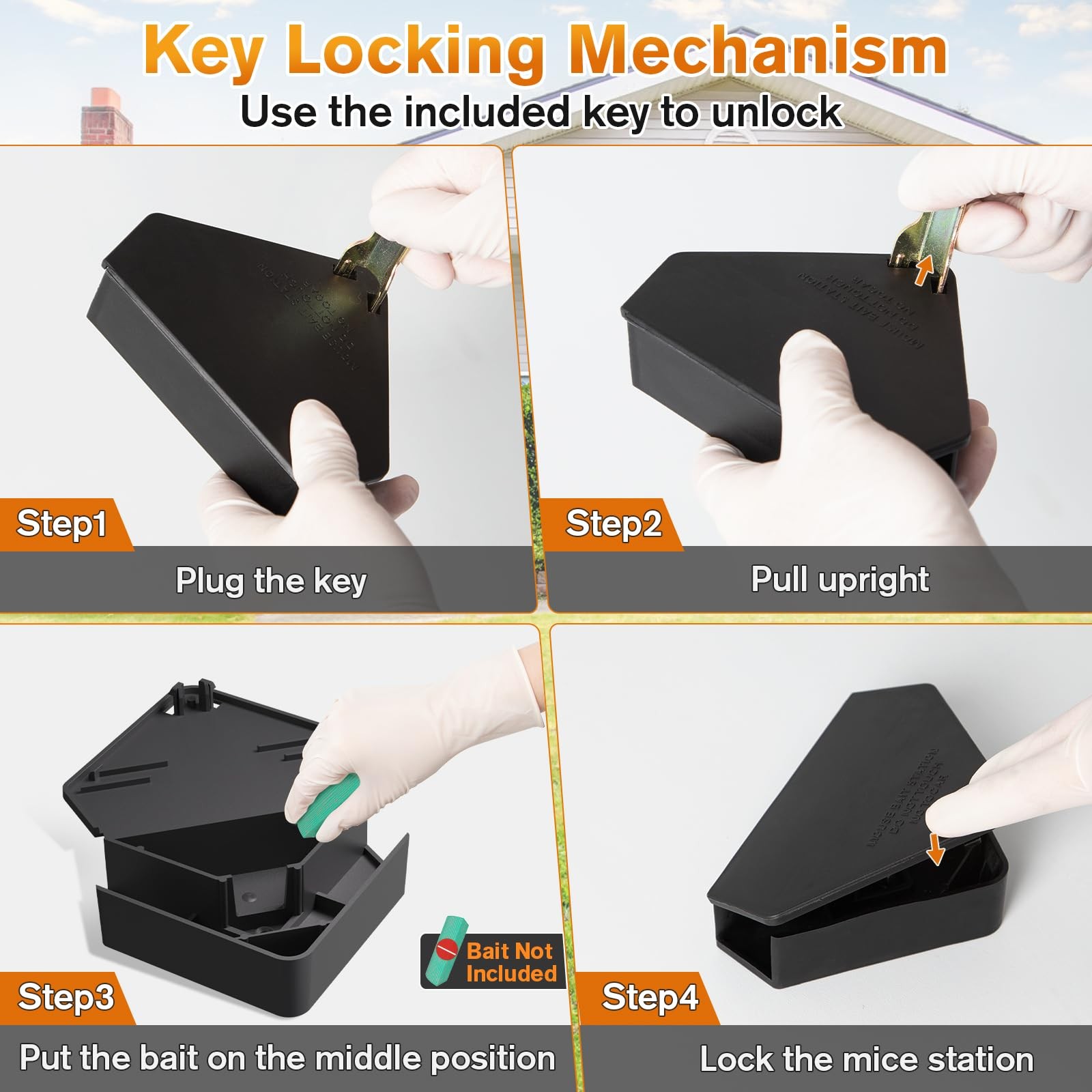 Mouse Station Black 6 Pack TamperProof Child Pet Safe Indoor Outdoor
