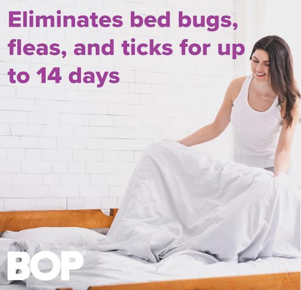 BOP Bed Bug Flea & Tick Killer Aerosol Spray for Bedding & Furniture 16.5 oz