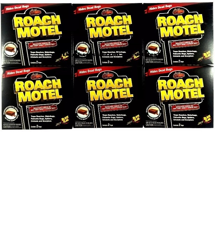 12 Lot Black Flag Roach Motels Cockroach Bug bait Glue Trap Spider Motel