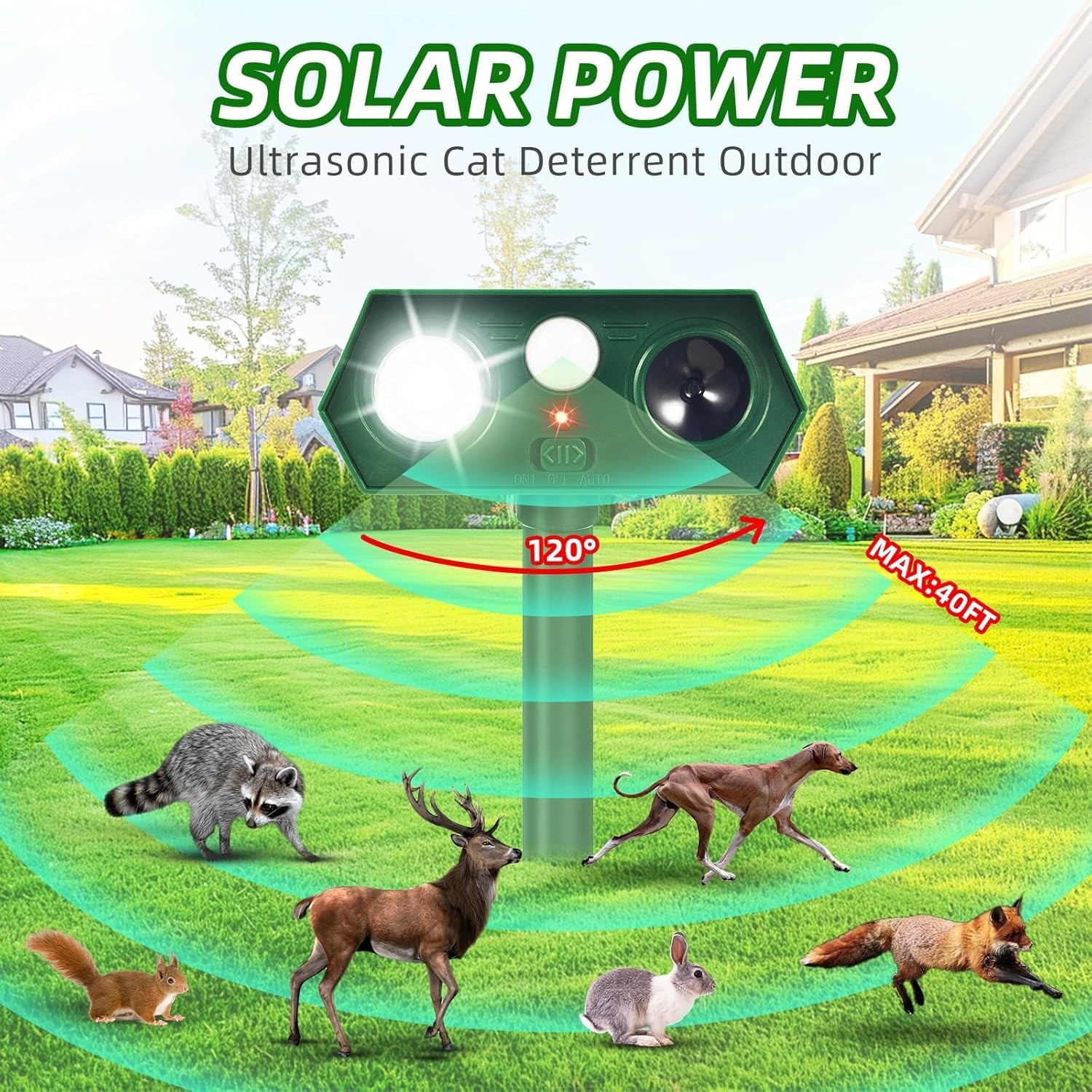4 Pack Solar Ultrasonic Animal Repellent Dog Cat Skunk Deer Raccoon For Garden