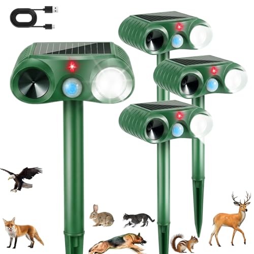 2026 Solar Ultrasonic Animal Repellent Outdoor, Deer Repellent Devices 4 green