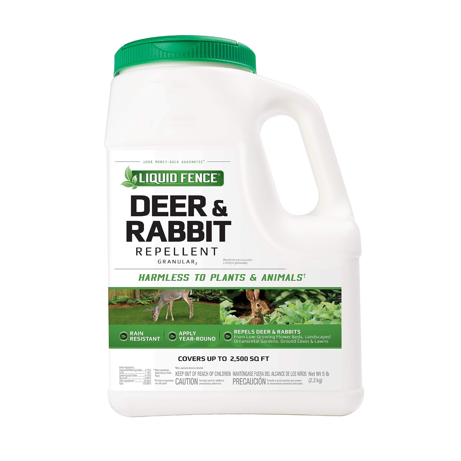 Liquid Fence Deer & Rabbit Repellent Granular, White, 5LB 5 Pound (Pack of 1)