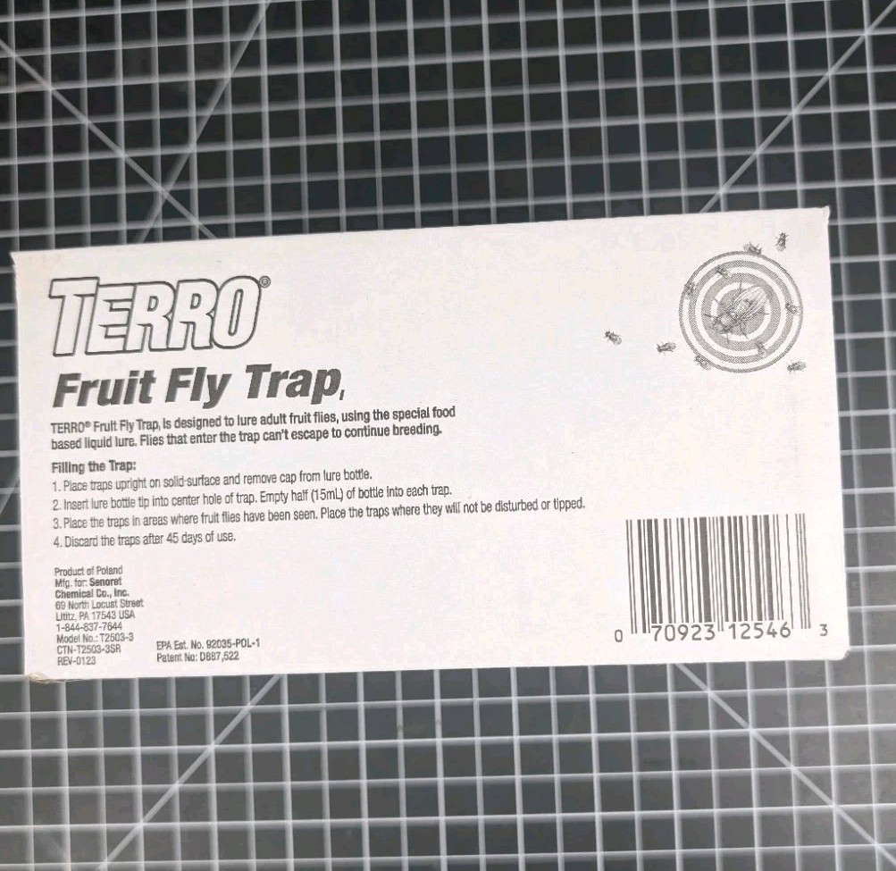 12pk Terro Fruit Fly Traps Indoor (two 6 Pack boxes) + 520 Days of Lure Supply
