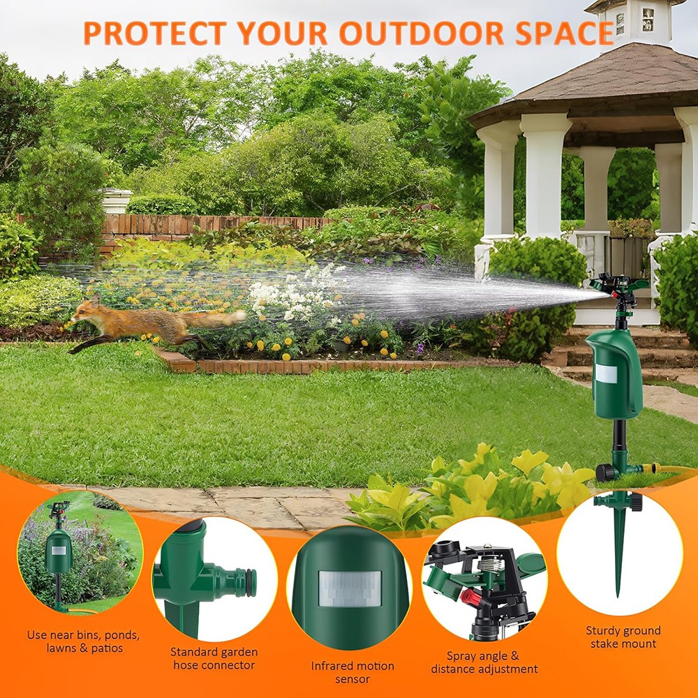 1PCS Motion Sprinkler Animal Pest Control Jet Spray Birds Repellent For Garden