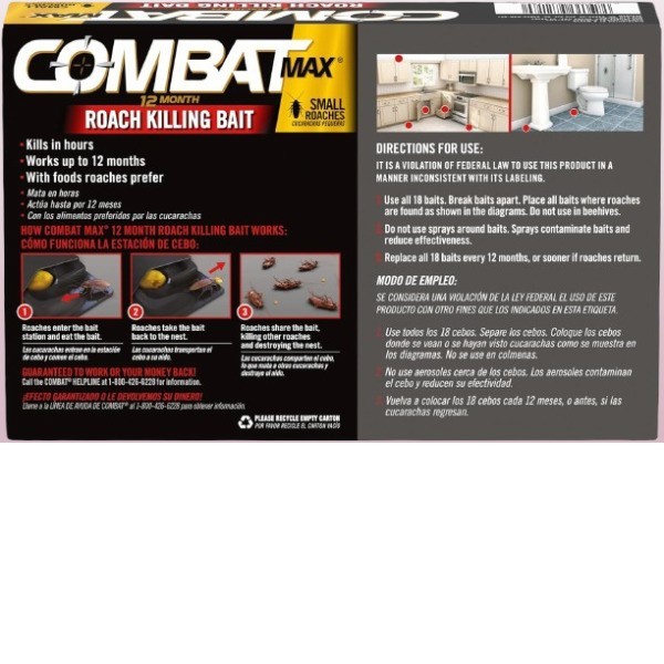 Combat Max 12Month Roach Killing BaitSmall Roach BaitStation Child-Resistant new