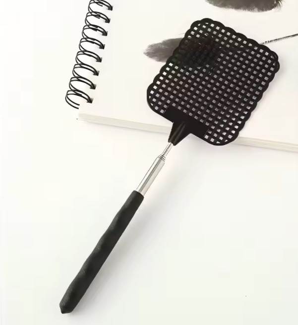 1 pc Black Creative Fly Swatter Stainless Steel Extendable Mosquito Swatter Tool