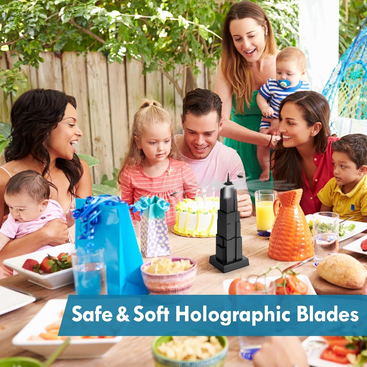 Fly Fans for Tables, Fly Bug Repellent Outdoor Fans with Holographic Blades