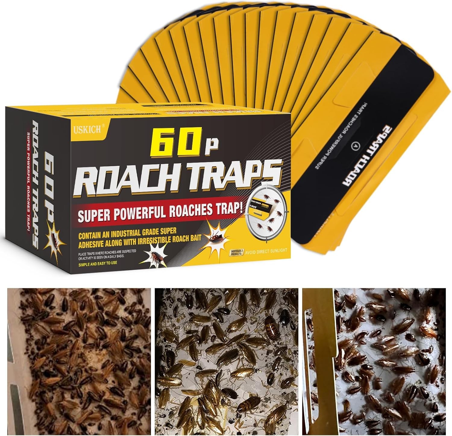 20 Pack Roach Traps Sticky Glue Traps Cockroach Pest Control Indoor Home Safe