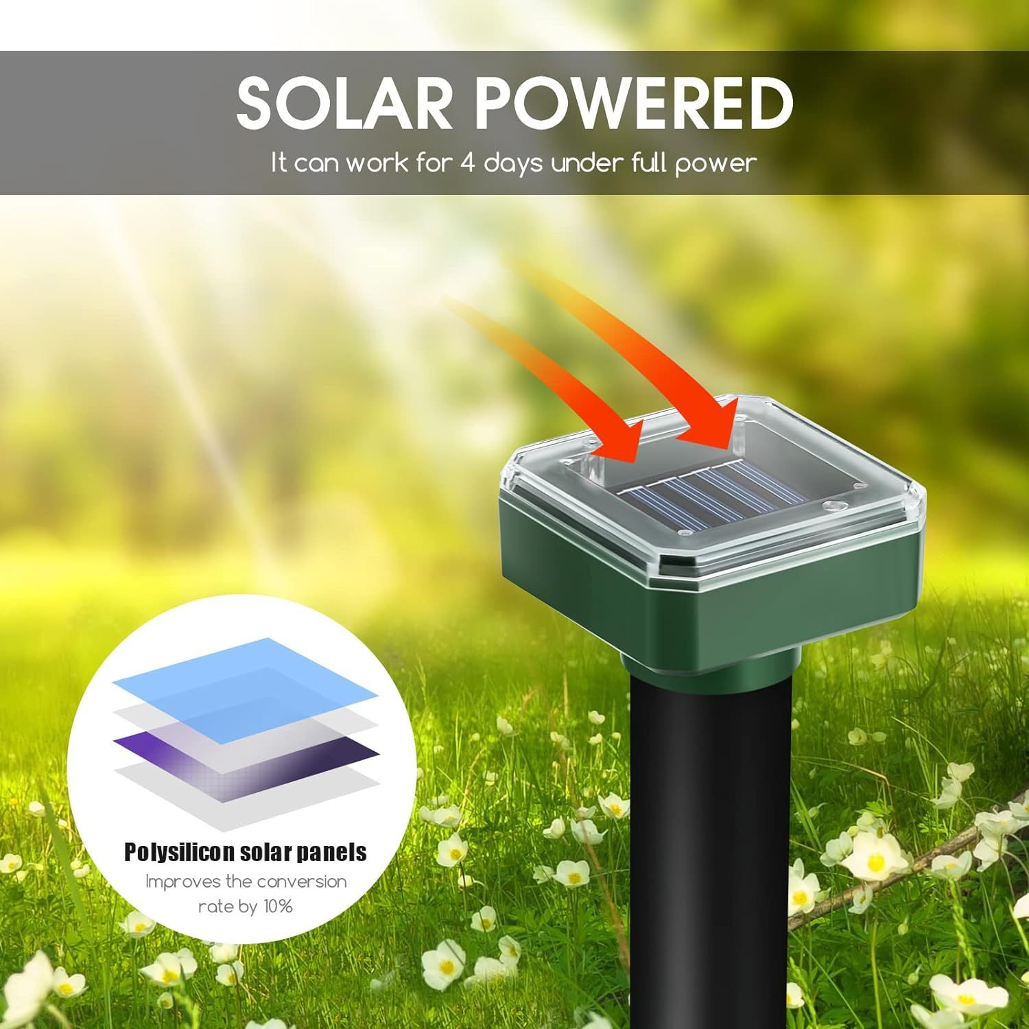 8/16 pack Solar Power Ultrasonic Repellent Mice Gopher Mole Pest Snake Repeller