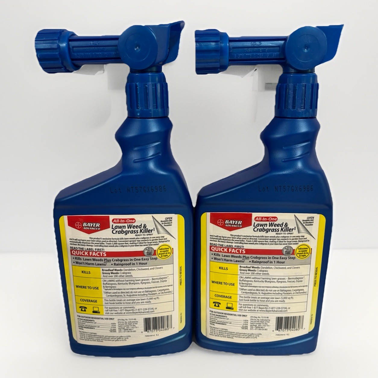 2-Pack Bayer Hose End All-in-1 Lawn Weed & Crabgrass Killer 32oz Spray W Sprayer