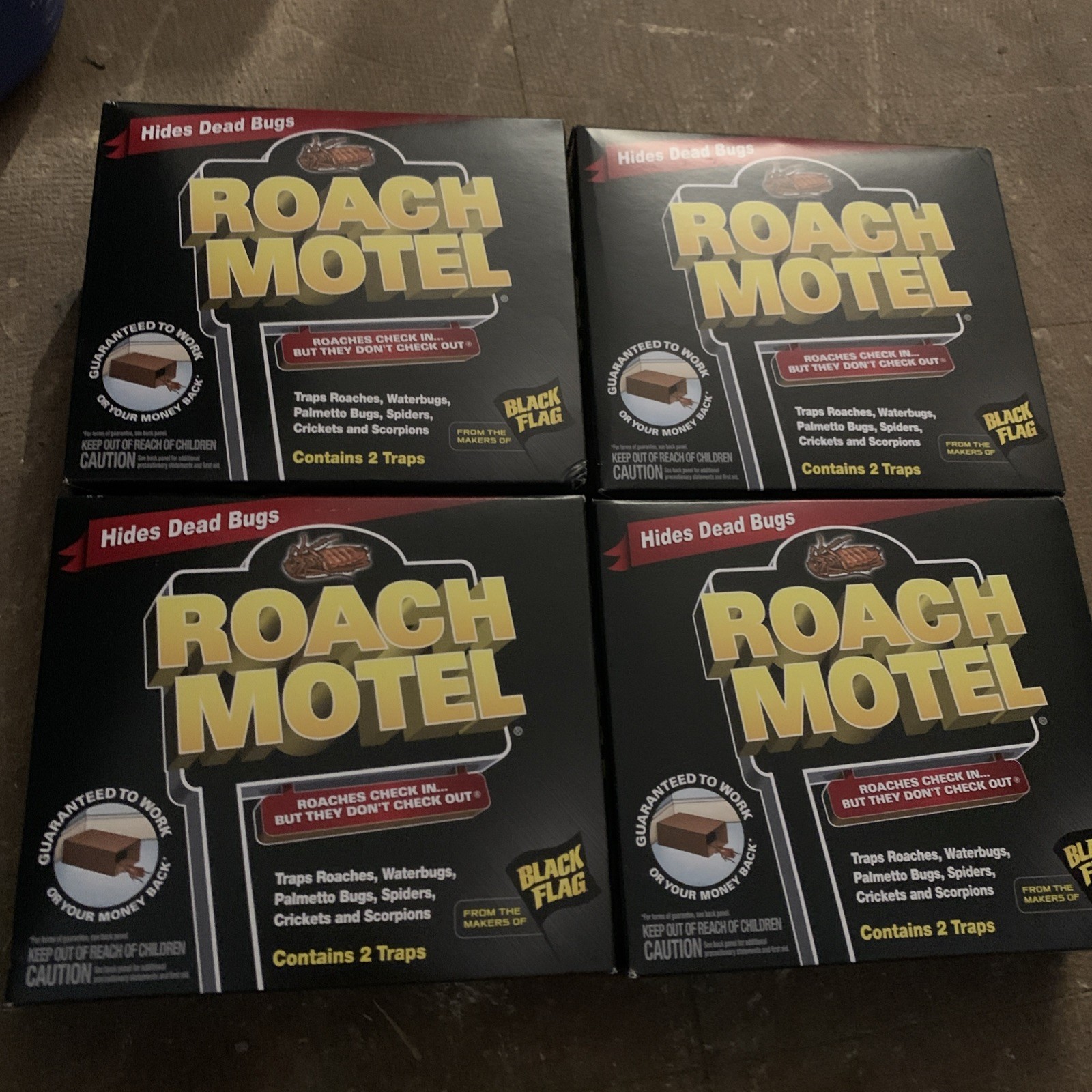 4 Boxes Black Flag Roach Motel Insect Traps (8 Traps)