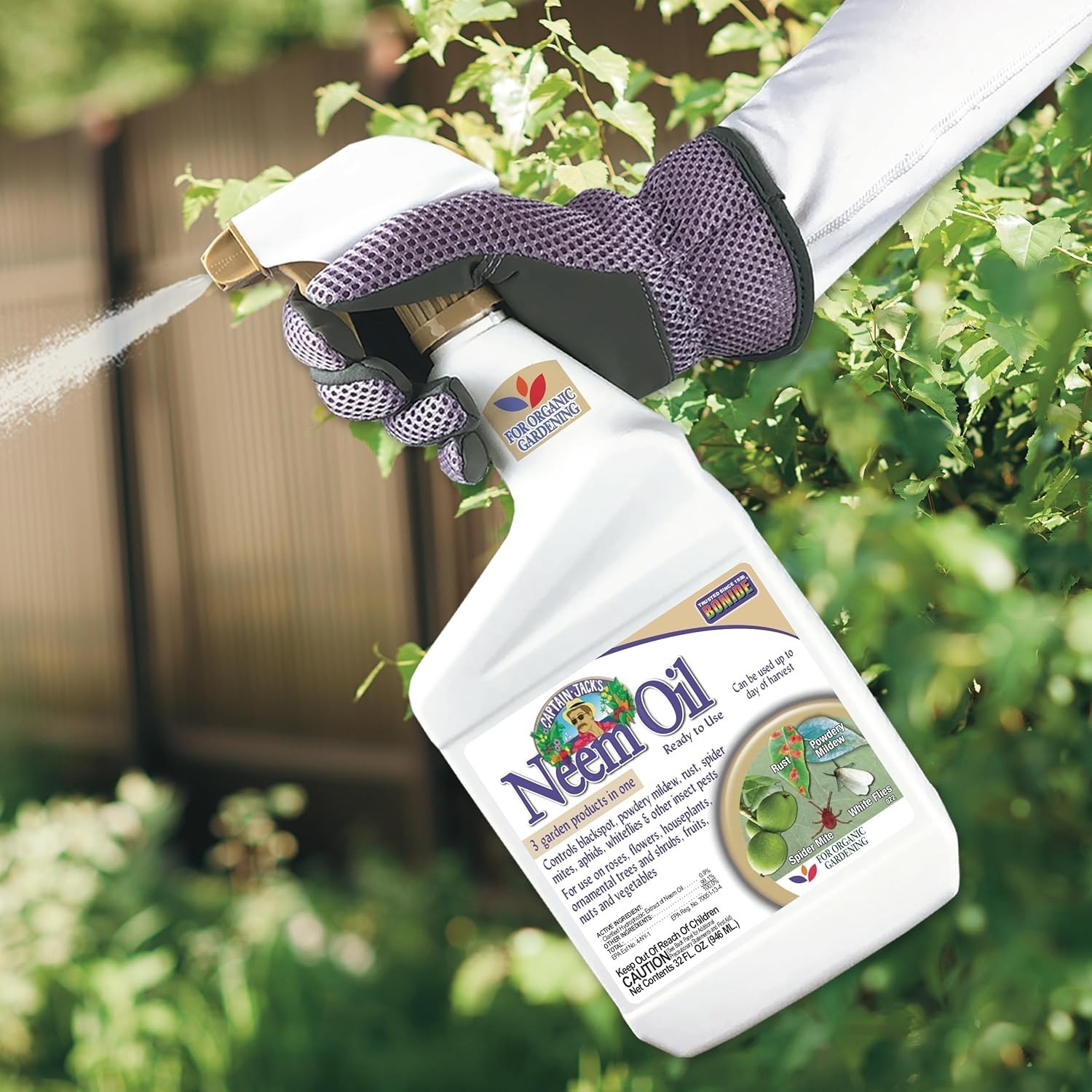 Captain Jack’s Neem Oil, 32 oz Ready-to-Use Spray, Multi-Purpose Fungicide