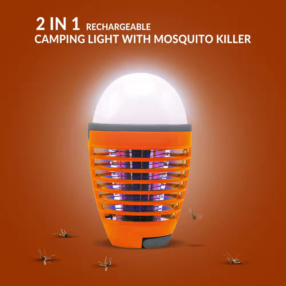 7 In. White 2-In-1 Rechargeable Bug Zapper, Mosquito Killer Light Bulb for Indoo