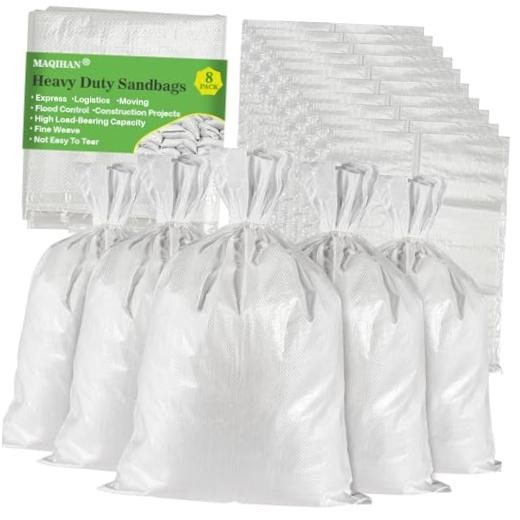 Empty Sand Bags – 8PCS Woven Polypropylene Heavy Duty Tear Resistant Sandbags