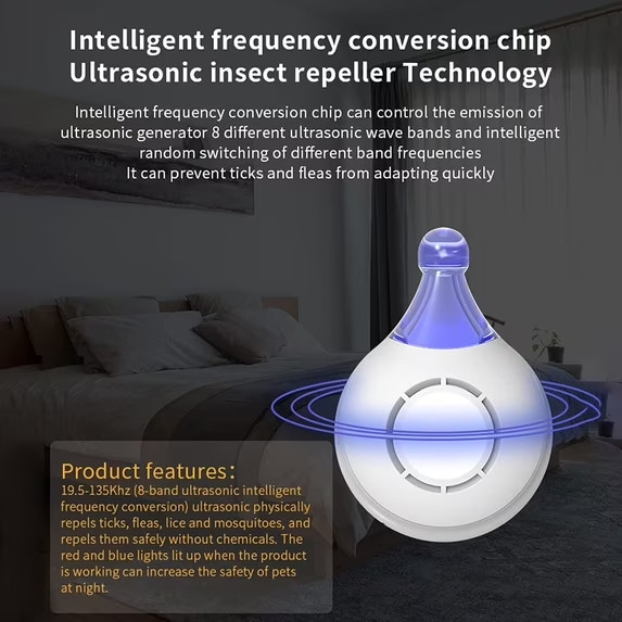 4xAnti Bug Insect Repellent Ultrasonic Pest Flea Tick Repeller for Pets Supplies
