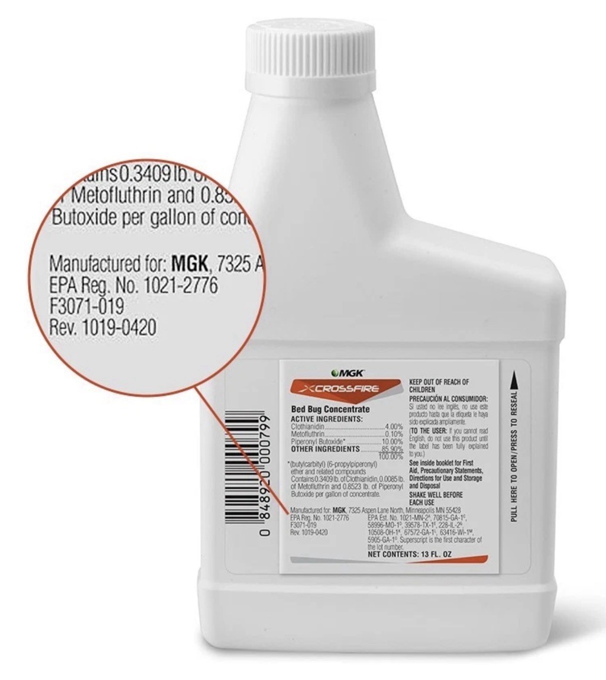 Crossfire Bed Bug Concentrate 13 oz MGK Insecticide Pest Control Bed Bug killer