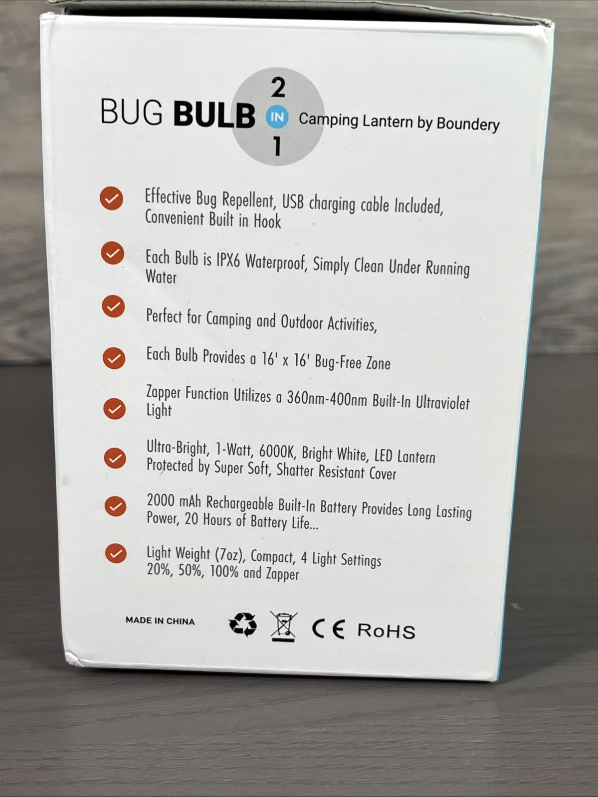 Boundery Bug Bulb 2 in 1 Camping Lantern Electric Bug Zapper Light Bulb NIOB