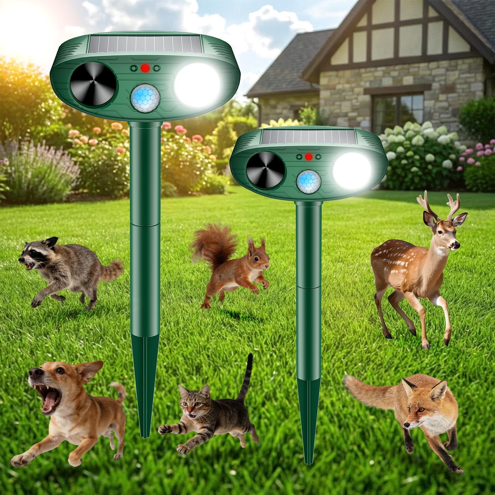 2026 Upgraded Ultrasonic Solar Animal Repellent Outdoor, Deer Repellent Devic…
