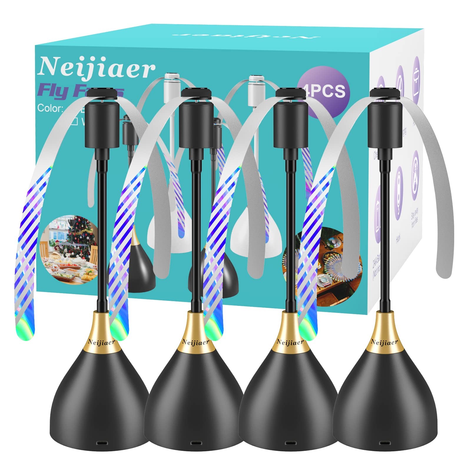 FLY FANS Repellent Spinner for Tables Soundless Outdoor Indoor 4 Pack NEIJIAER