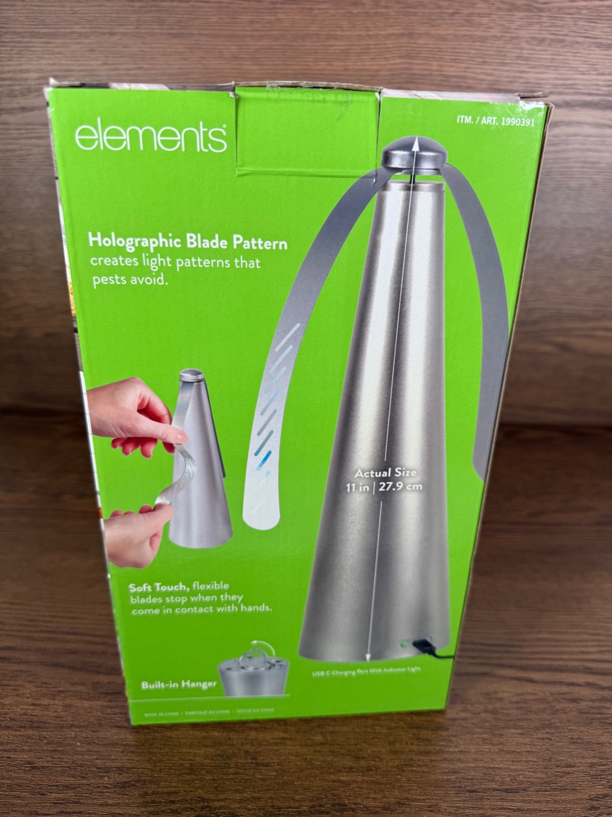 Elements Set of 2 Rechargeable Bug Repelling Fans Silver Portable Outdoor Camp