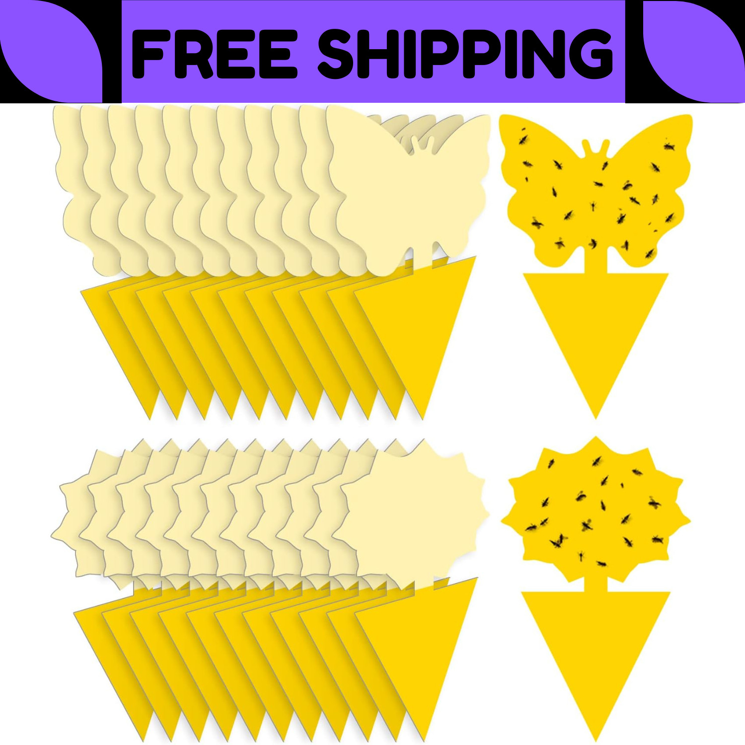 48PCS Sticky Fruit Fly Traps, Fungus Gnat Killer Trap use Indoor Outdoor