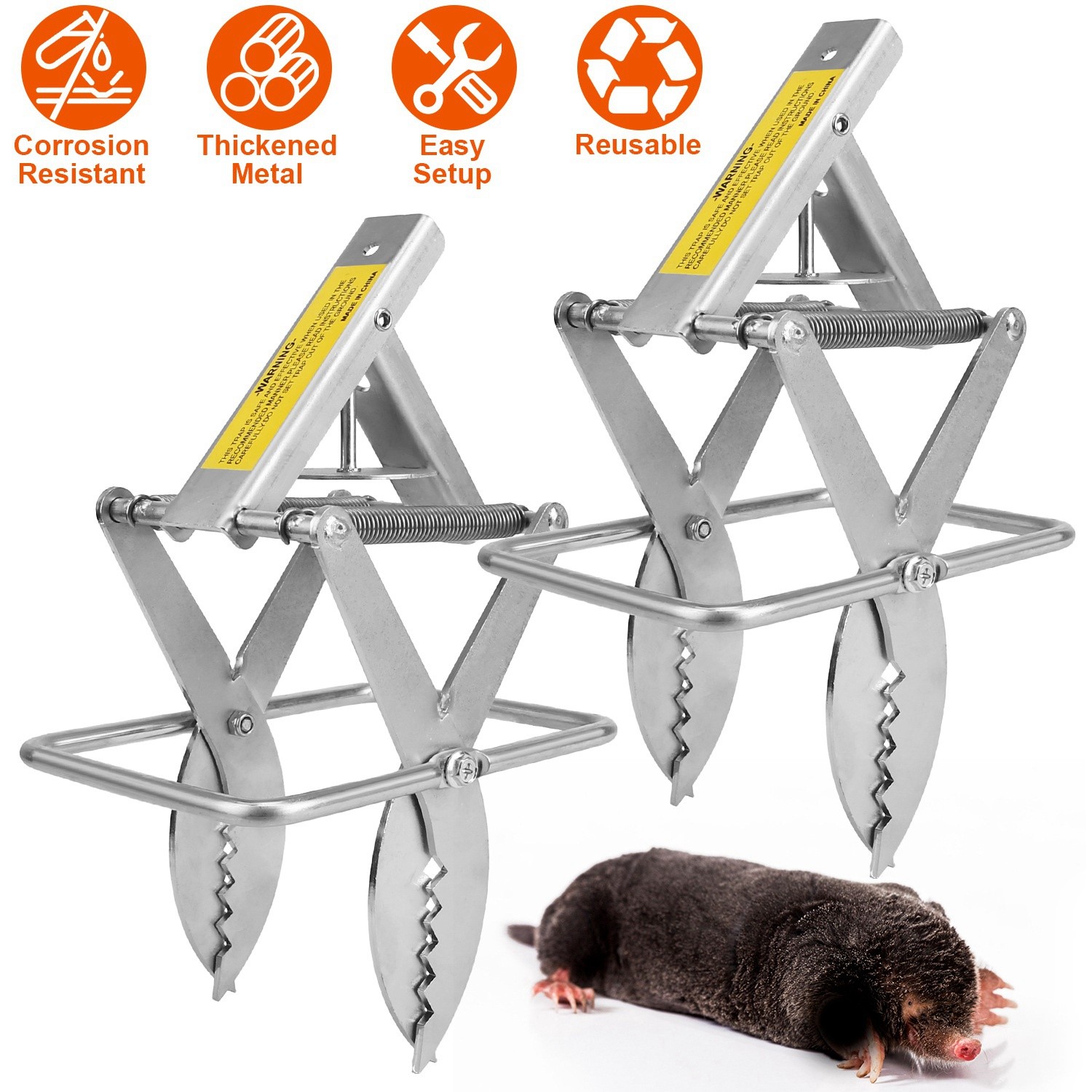 4Pack Mole Trap Scissor Trap Reusable Mole Trap Killer Catcher for Lawn Graden