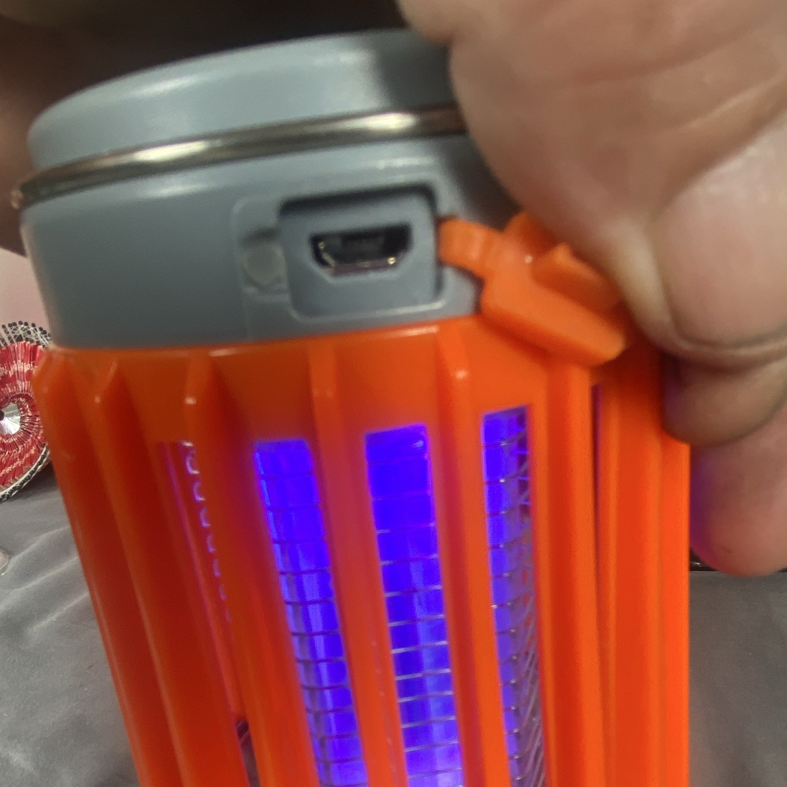 3-in-1 Mosquito UV Bug Zapper Lantern Flashlight USB Rechargeable Solar Orange