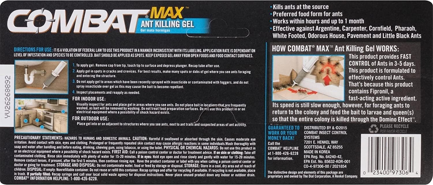 Combat Indoor and Outdoor Ant Killing Gel, 27 Gram USA Free Shipping