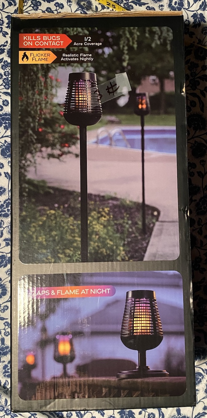 PIC Solar Insect Killer Torch LED Flame Effect 600 Volt Bug Zapper Pathway Light