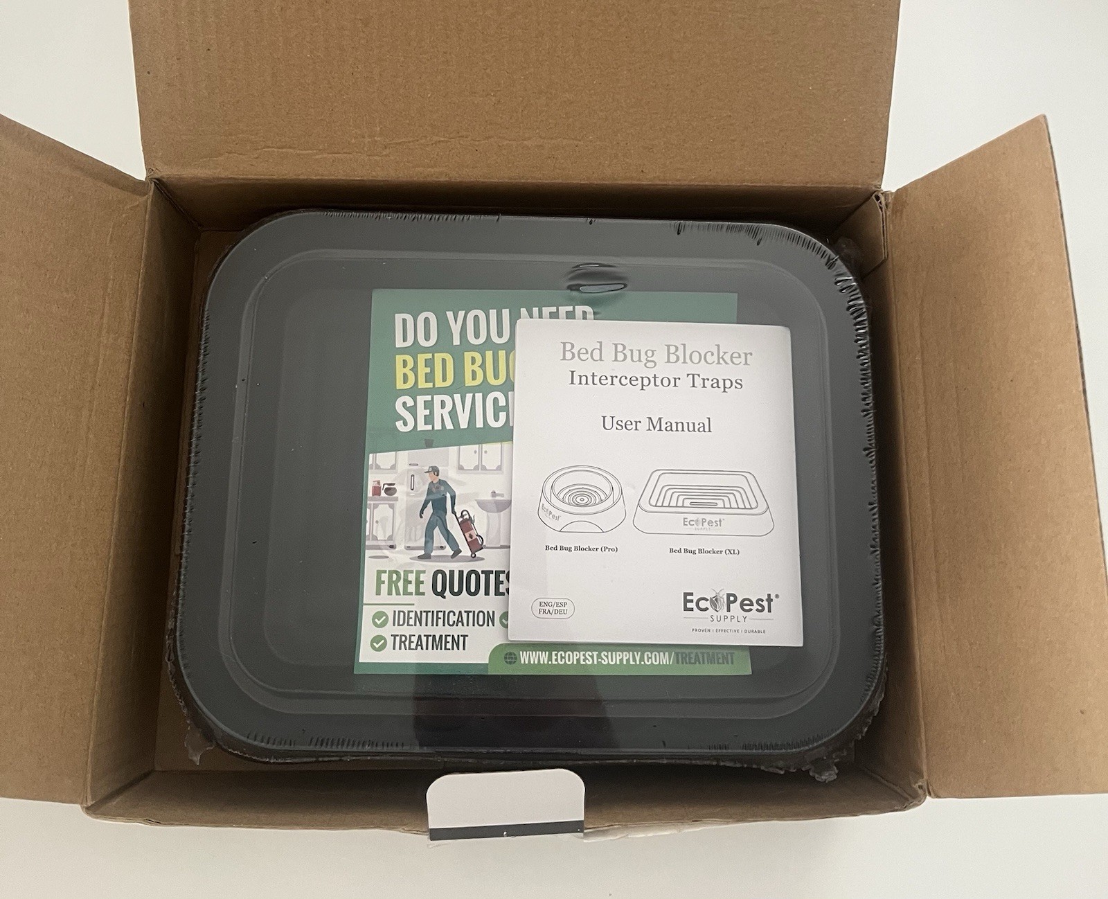 EcoPest Bed Bug Blocker XL Dual Reservoir Interceptor Traps 4-Pack Black