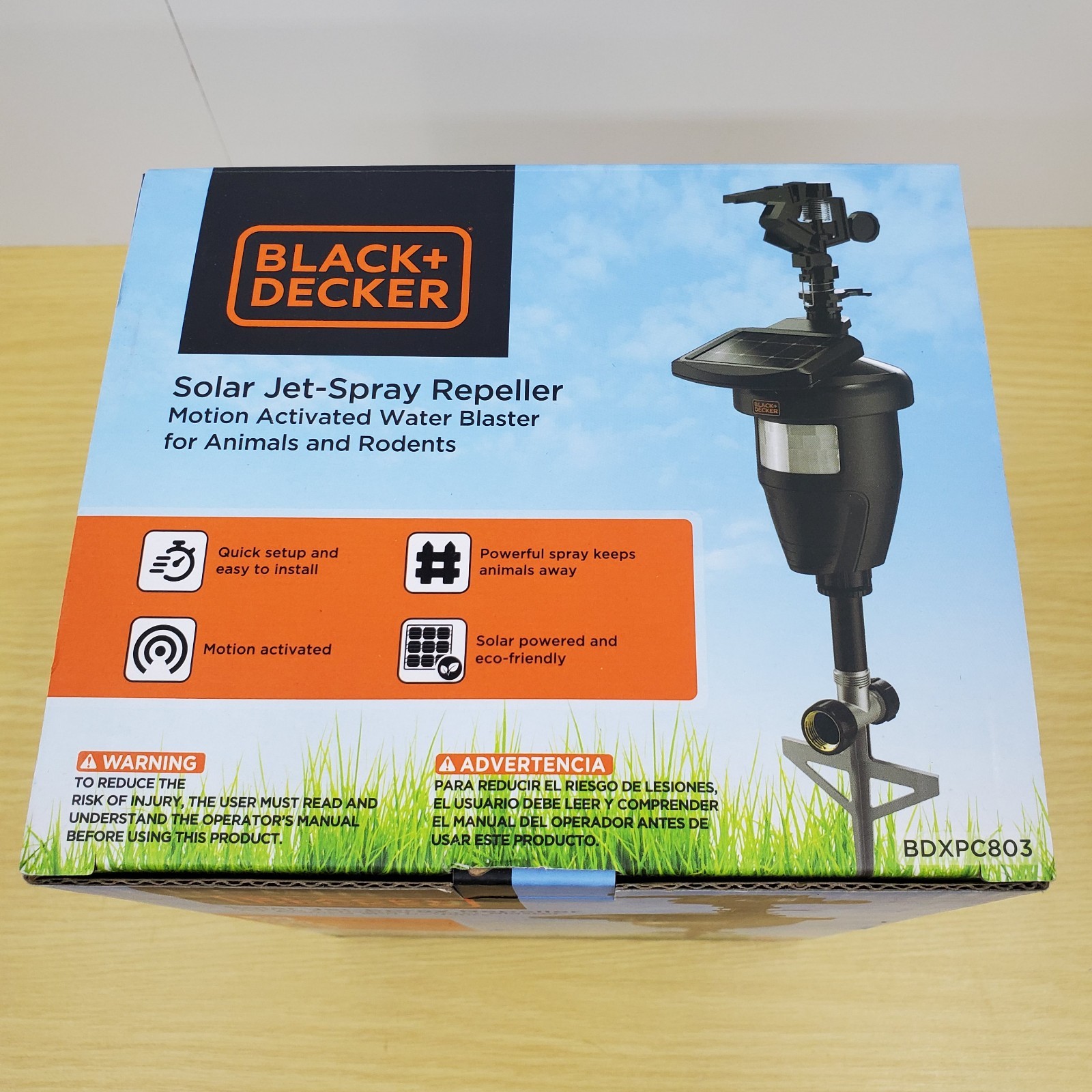 Black + Decker Solar Jet Spray Repeller Motion Activated Water Blaster Animals