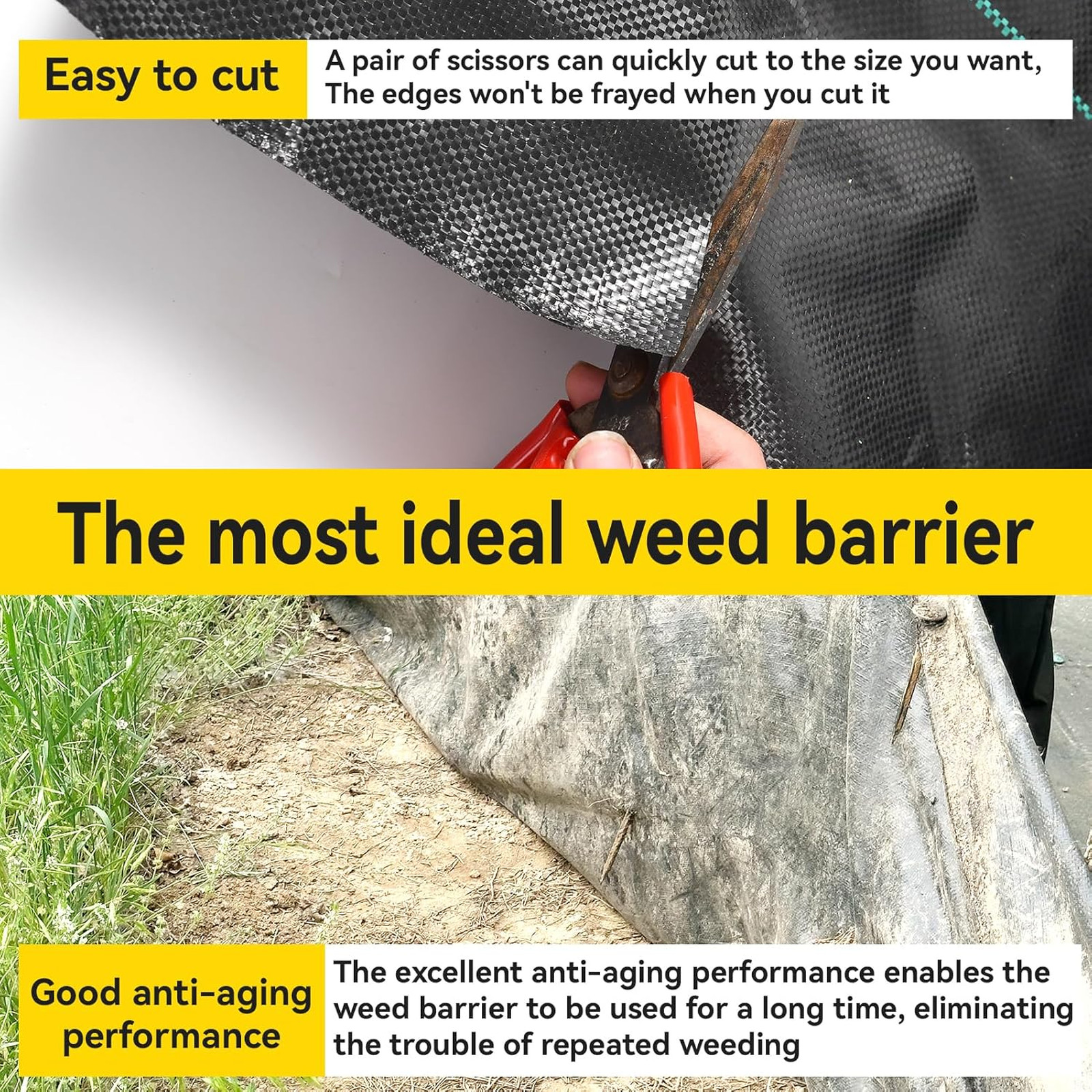 Weed Barrier Fabric 3.2oz Heavy Duty Woven Polypropylene Landscape Ground Cover