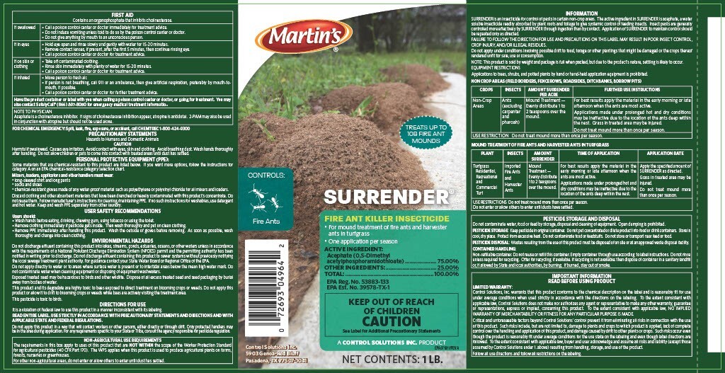 Martin’s Surrender Acephate 75% Fire Ant Killer Mound Insecticide – 1 lb. Can