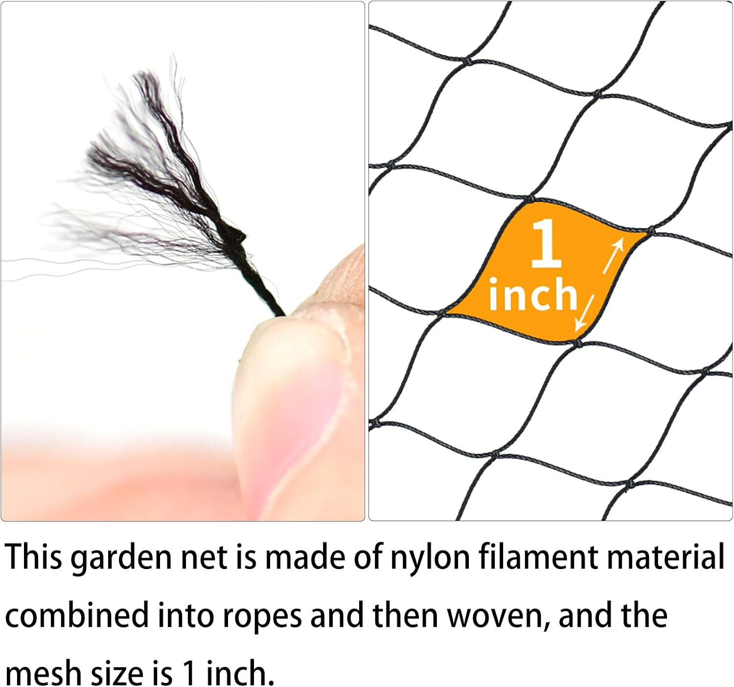 12 X 50 FT Bird Netting for Garden, 1″ Square Mesh Size Heavy Duty Nylon Chicken