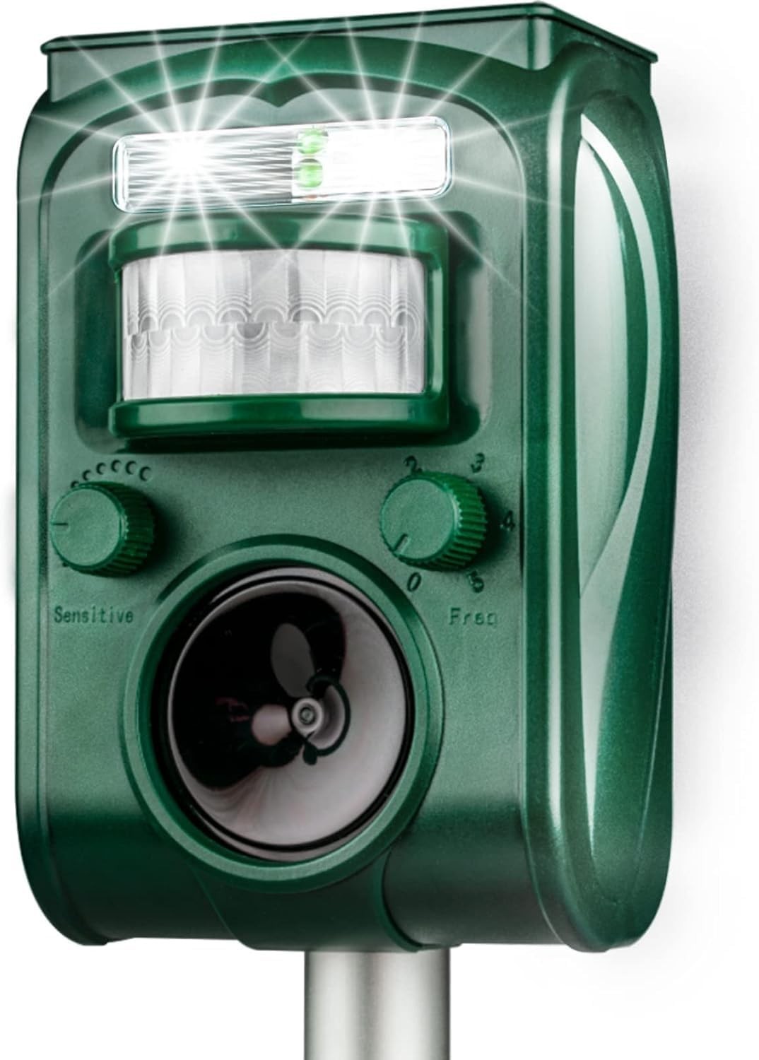 Solar Power Ultrasonic Animal Repeller Waterproof Pest Deterrent for Outdoor Use