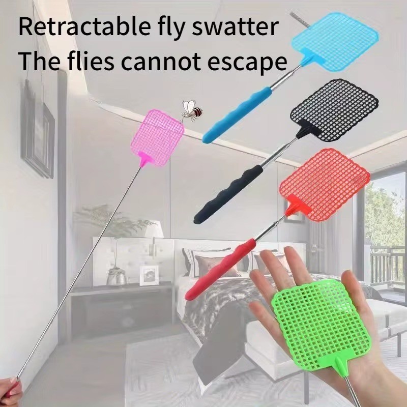 2 Pack Retractable Fly Swatter Extendable Mosquito Bug Insect Swatter Heavy Duty
