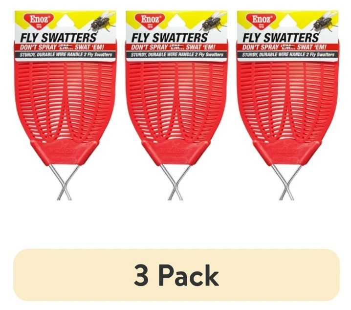 (3 pack)Enoz Fly Swatter, Wire Handled Plastic Fly Swatter, Assorted Colors,2 ct