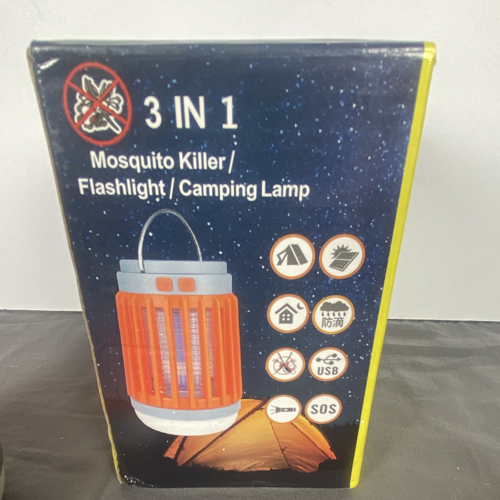 3-in-1 Mosquito UV Bug Zapper Lantern Flashlight USB Rechargeable Solar Orange