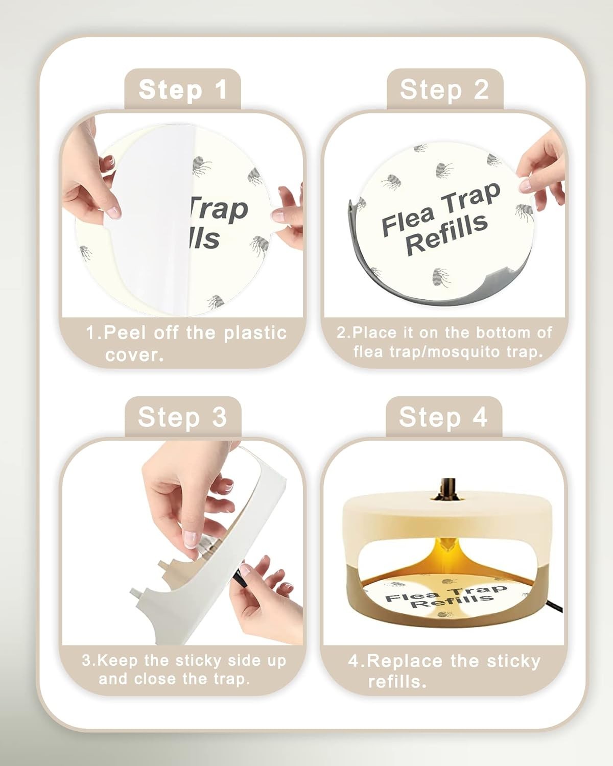 20 Pack Flea Trap Refill Glue Boards Sticky Pads 7.1in