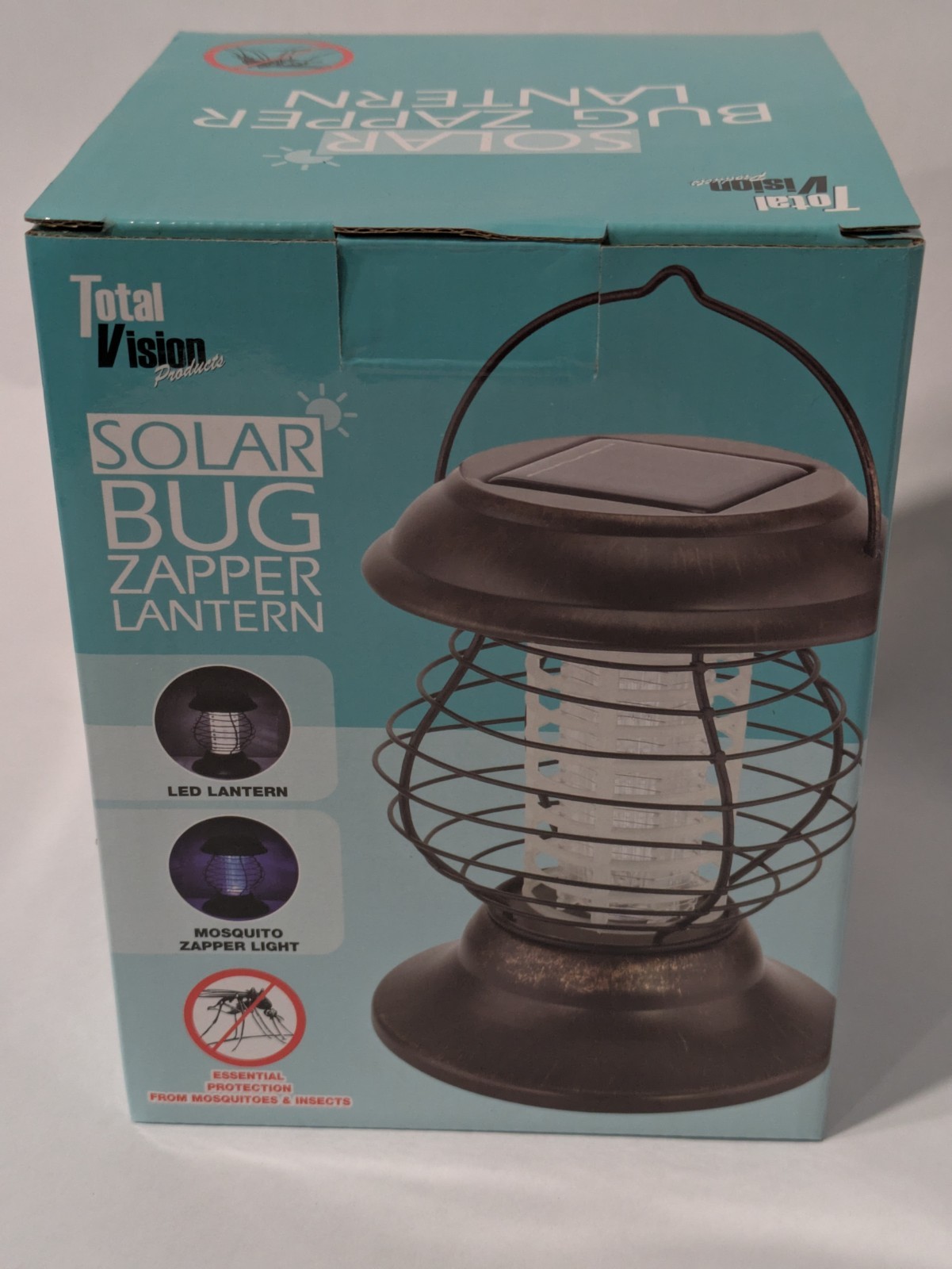 Total Vision Solar Bug Zapper Lantern – LED Outdoor Mosquito Killer UV Light NEW