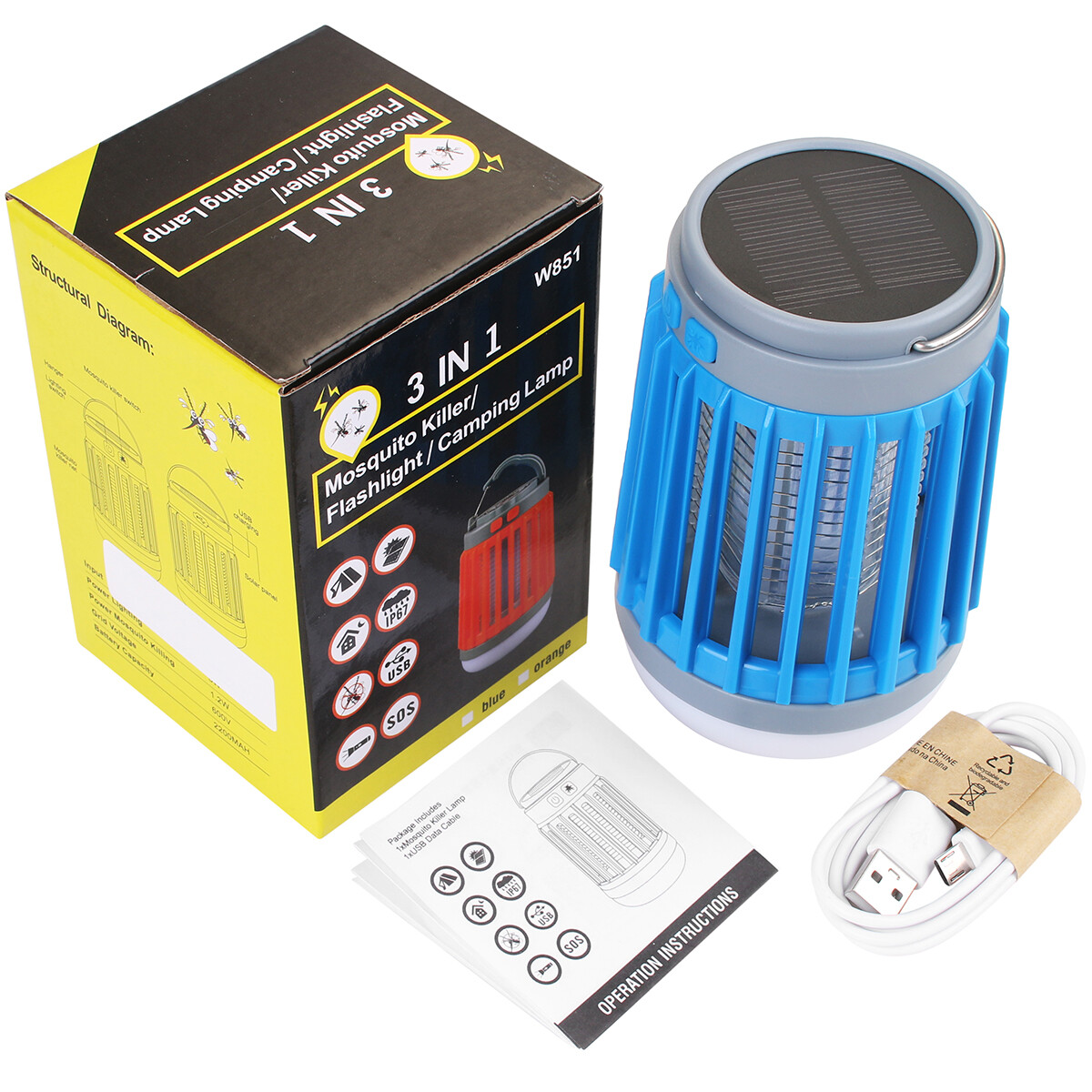 Solar Power Mosquito Killer Lamp Fly Insect Bug Zapper LED Light Camping Lantern