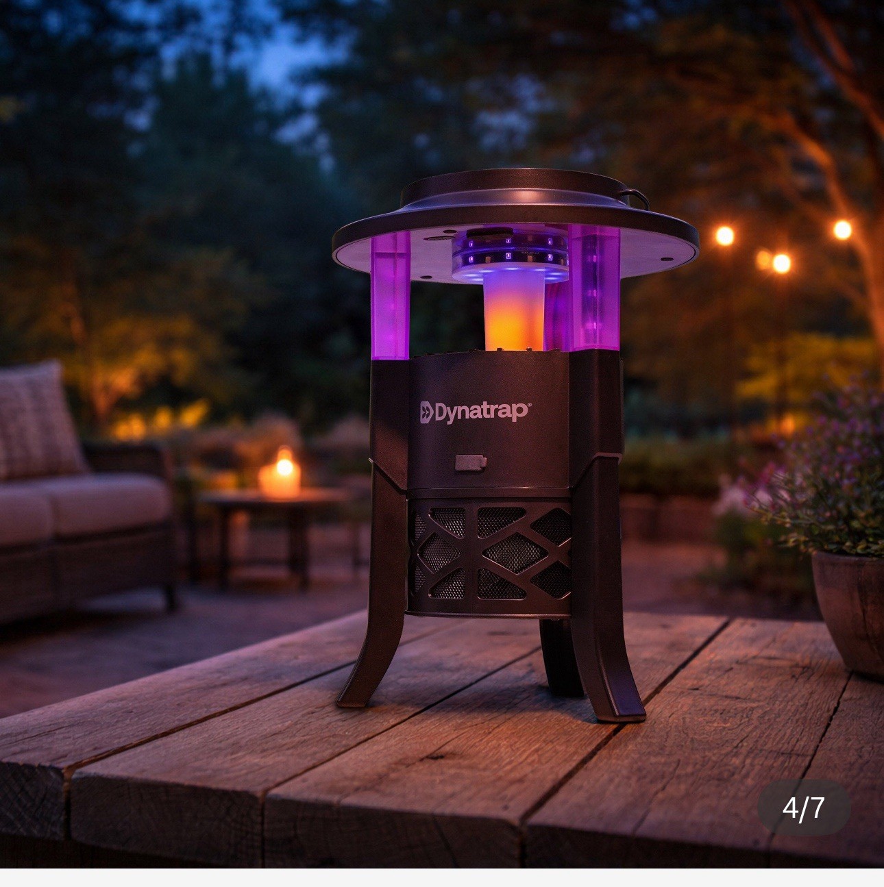 DynaTrap Outdoor Solar Powered Bug Trap Lantern, Black/Purple Color
