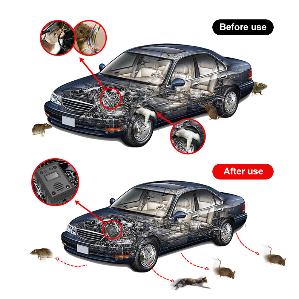1Pcs Ultrasonic Mouse Light Alarm Sound Rat Deterrent for Car Basement Warehouse