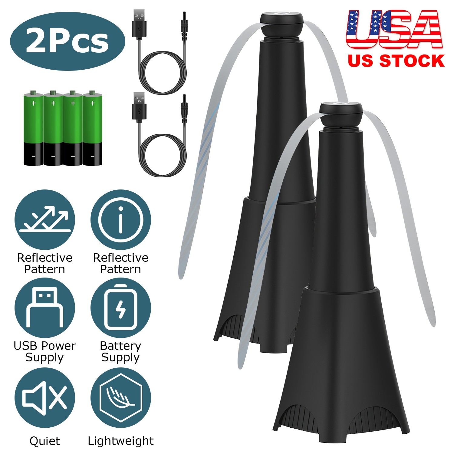 2Pcs Rechargeable Fly Repellent Quiet Fan Hanging&Desktop Fan For Indoor/Outdoor