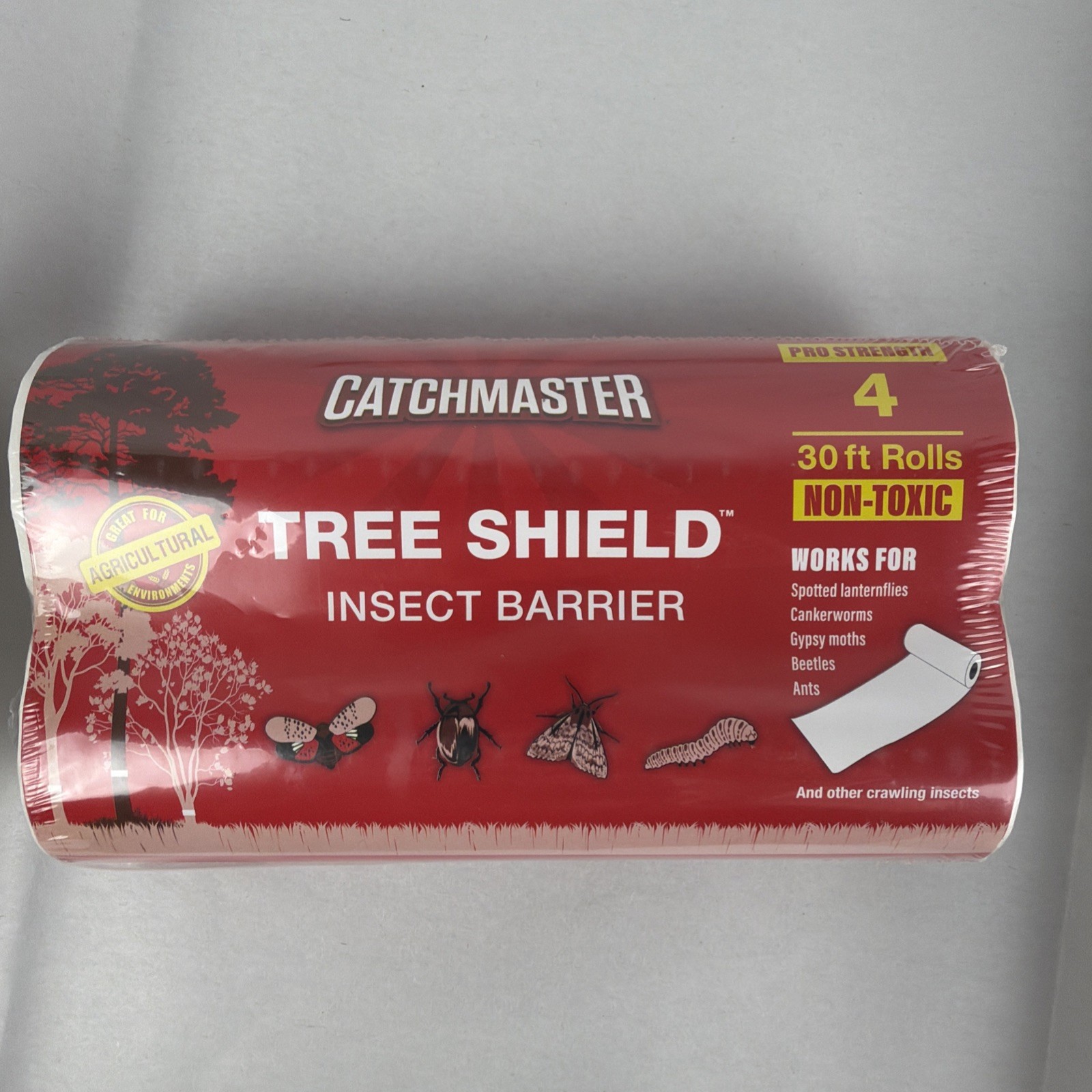 Tree Shield Lantern Fly & Ant Traps Insect Barrier, 4 Rolls 30Ft Each Catchmaste