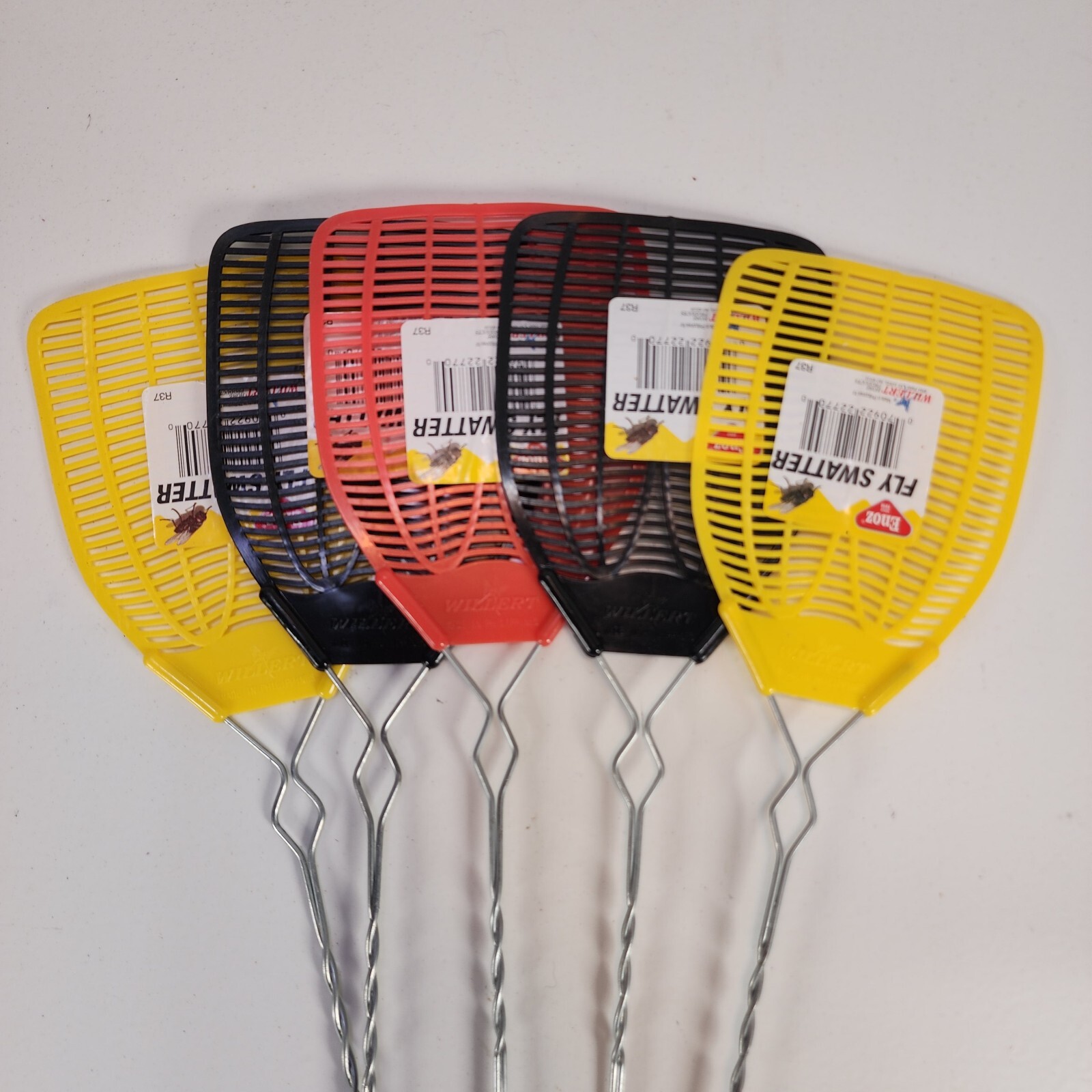 x5 New Enoz Fly Swatter, Wire Handled Plastic Fly Swatter, Assorted Colors, 5 Ct