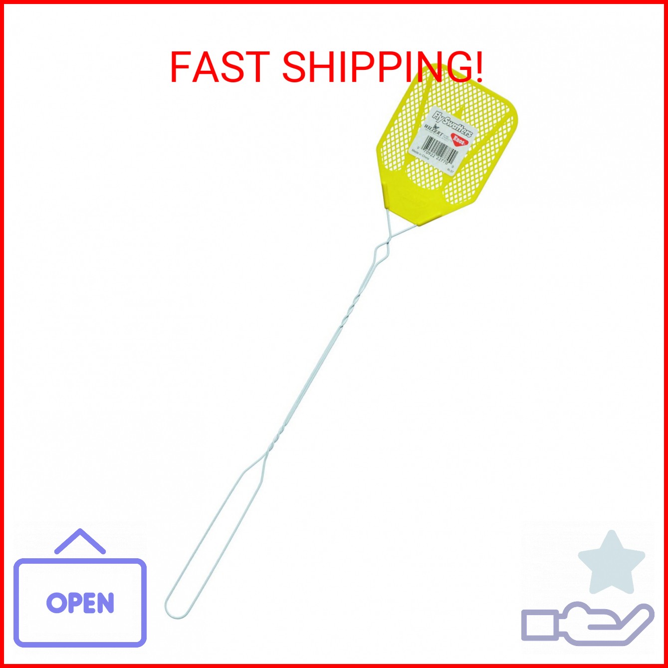 Enoz Plastic Head Wire Handle Fly Swatter (Assorted Colors)