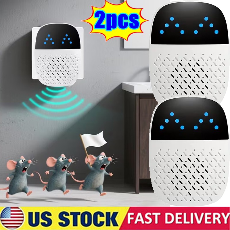 2PCS Ultrasonic Repeller Plug In Electronic Mouse Roach Rodent Repellent Home US