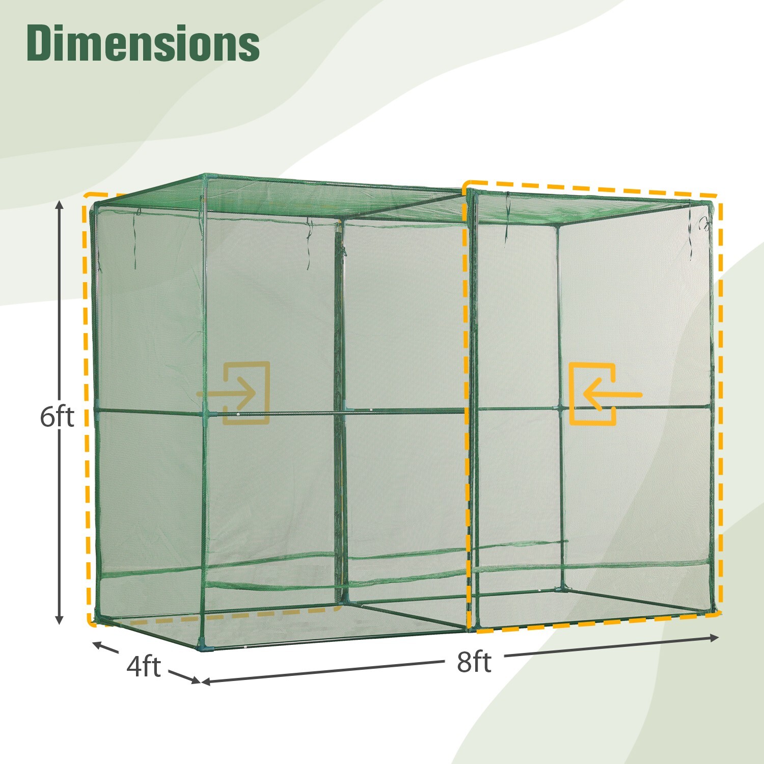 Aoodor 8x4x6ft. Walk-in Crop Cage Plant Protection Tent For Insects Squirrel