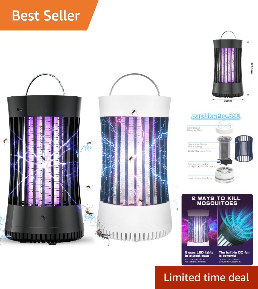 2pcs Portable USB Bug Zapper – Modern Rechargeable Mosquito Killer for Outdoor